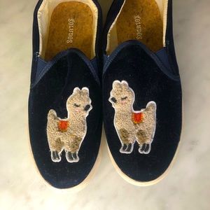 Soludos 7.5 Velvet Loafers /  llama detail